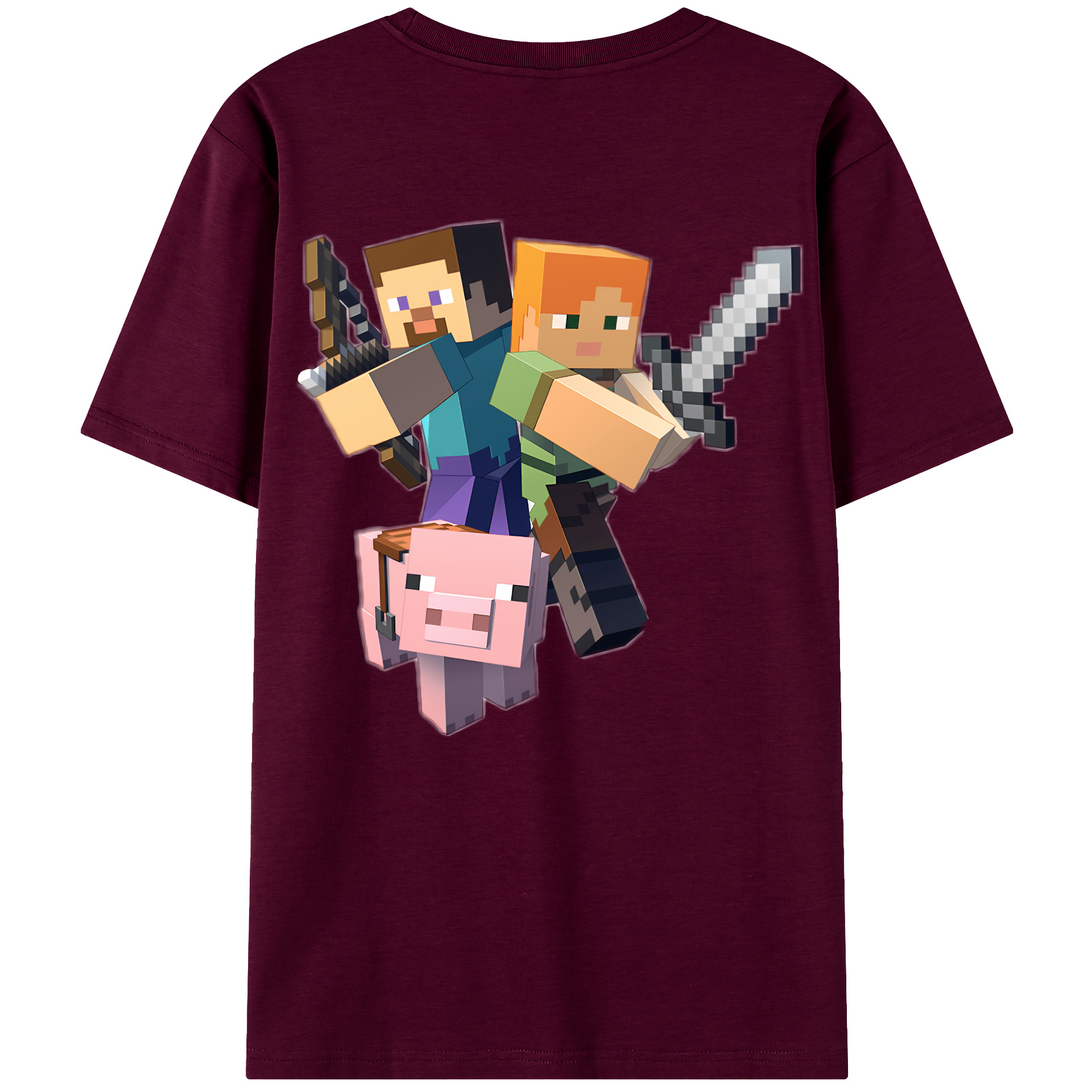 （画像用） マインクラフト ブロックの世界 Minecraft MC Block world レディース半袖Tシャツ(バックプリント)